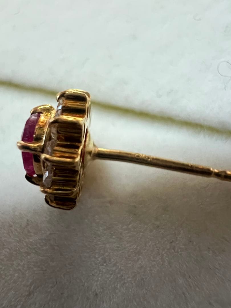 K18YG ルビー　　ダイヤ　ピアス