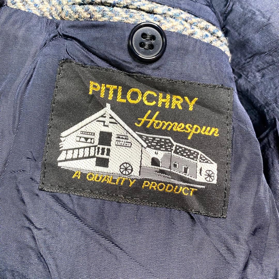 良品✨ハリスツイード テーラード くるみボタン ヘリンボーン L グレー