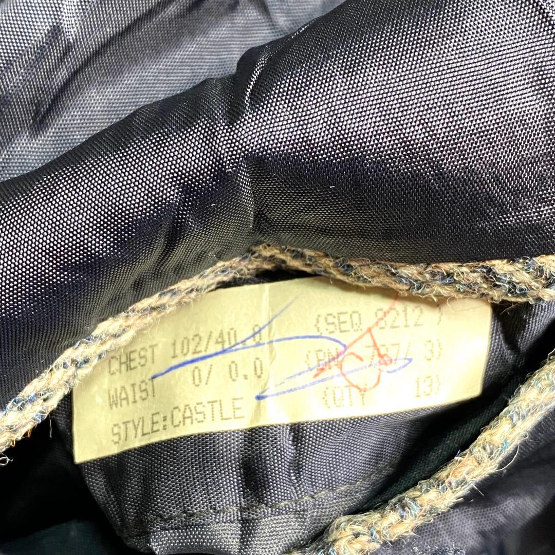 良品✨ハリスツイード テーラード くるみボタン ヘリンボーン L グレー