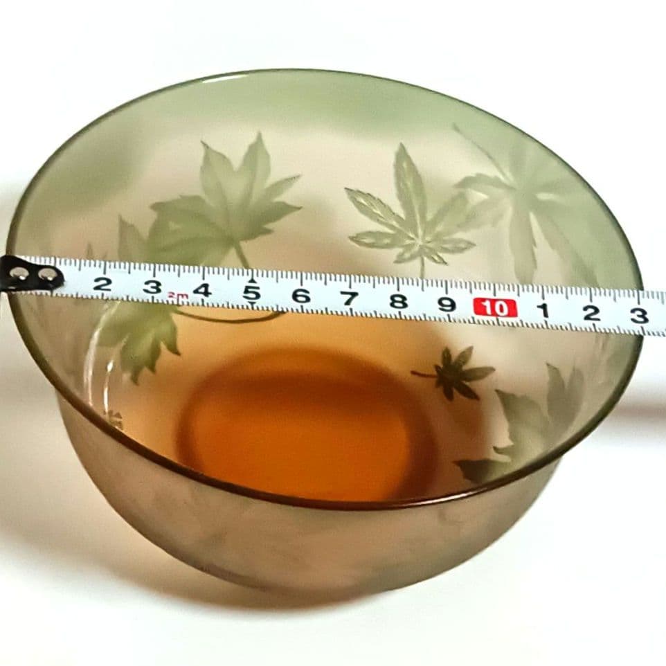 【新品未使用】ガラス茶碗 在銘 紅葉 抹茶碗 硝子 茶道具