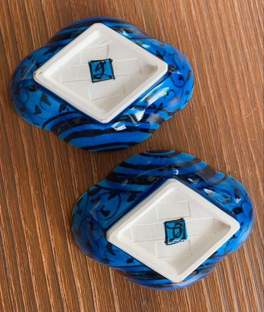 【値下げ】幸兵衛窯 青釉魚文鉢(若鮎) ４枚セット ペルシャブルー 加藤卓男