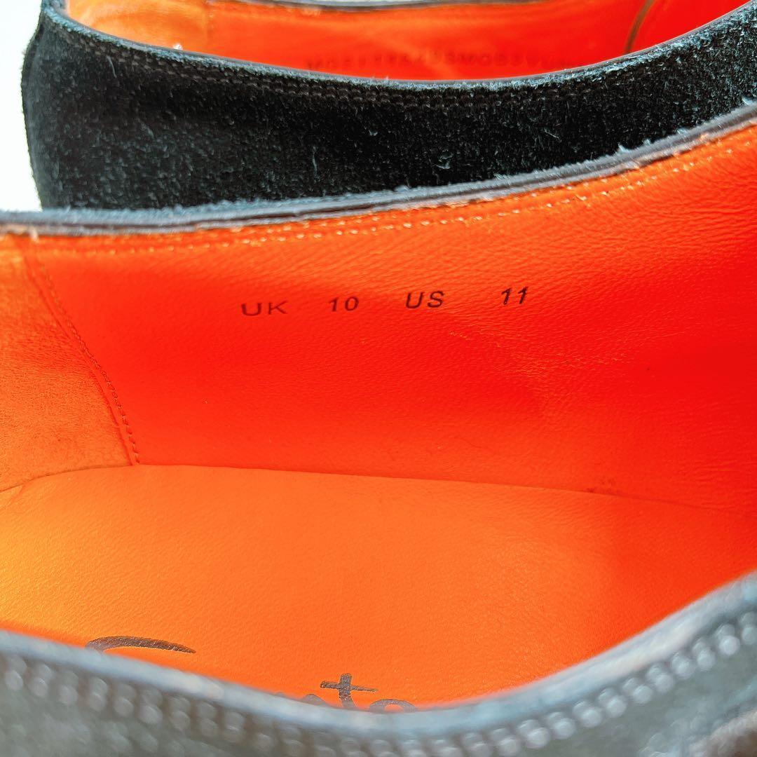 美品 サントーニ ダブルモンクストラップ スエード ビジネス ドレスシューズ 黒