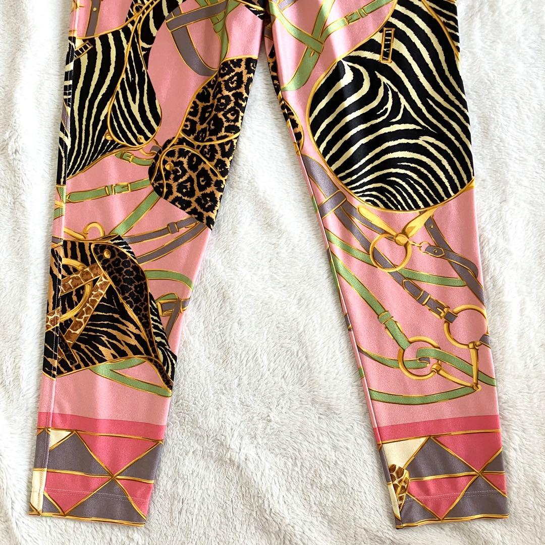 新品 グッチ ストレッチ レギンス パンツ S ピンク マルチカラー