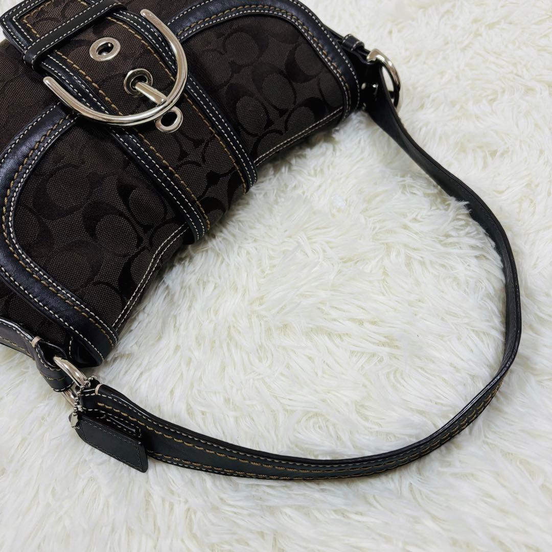 【美品】COACH ソーホー シグネチャー ワンショルダー10297 ブラウン