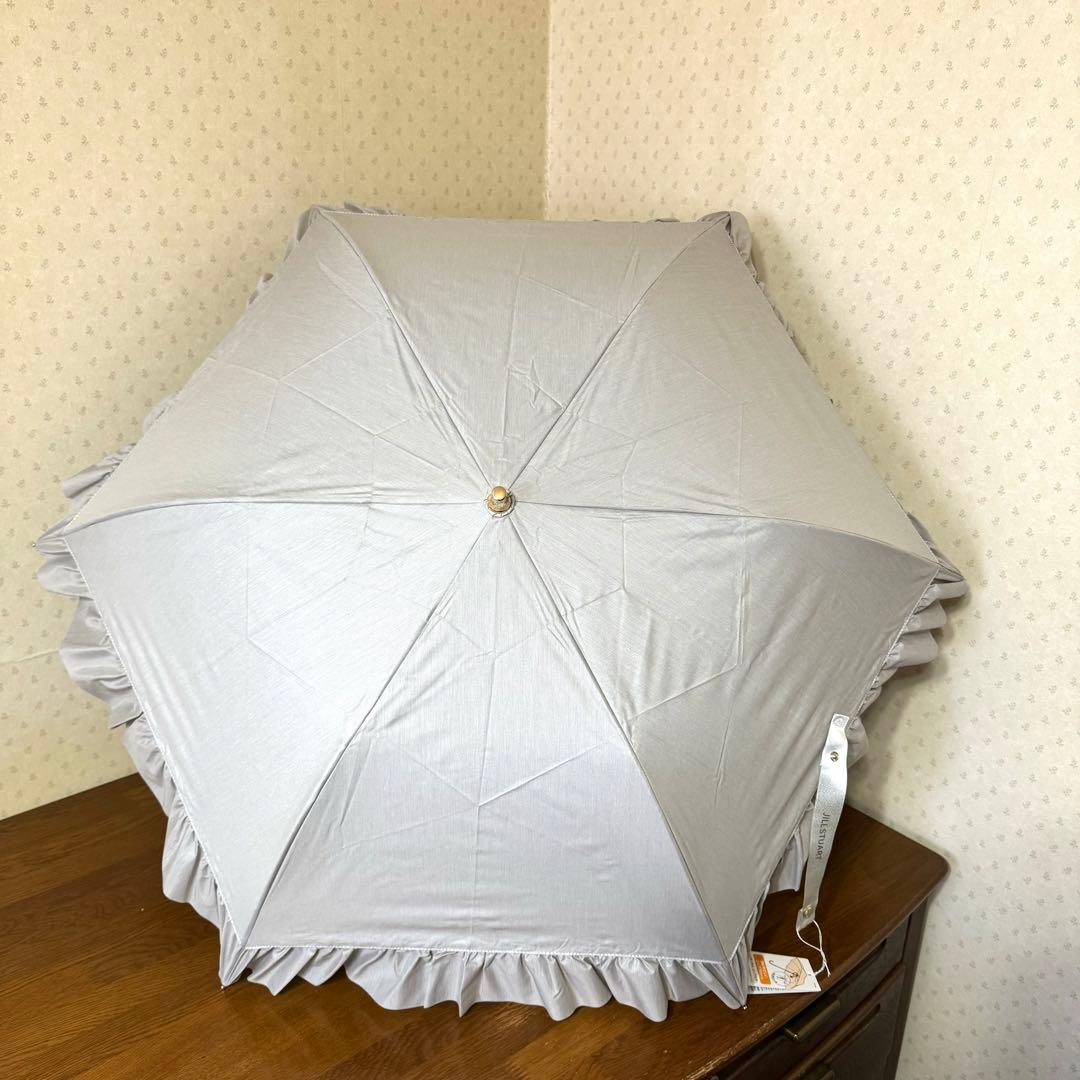 ★新品★ジルスチュアート　晴雨兼用　フリル　日傘　トップフラット　遮光　遮熱