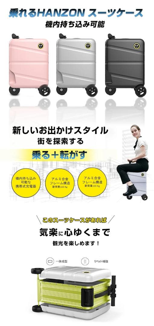 ハンゾンの動くスーツケース 大容量28L 3色