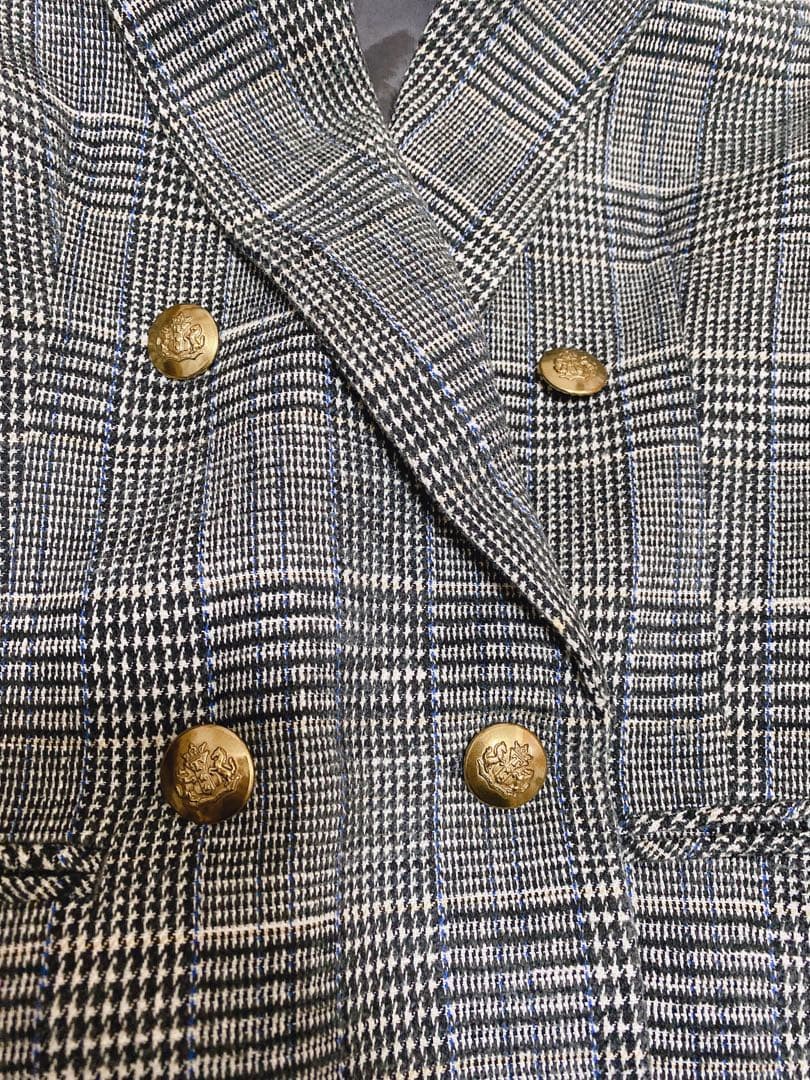 IENA イエナ　ダブルブレストジャケットダブル 金ボタン　モールチェック　36