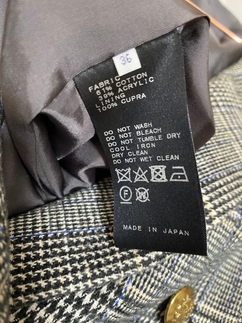 IENA イエナ　ダブルブレストジャケットダブル 金ボタン　モールチェック　36