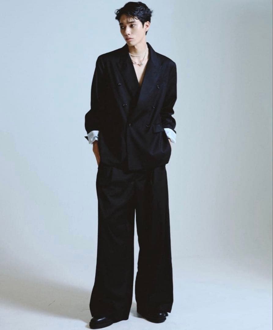 camphorwood ダブルブレストピークドラペルテーラードジャケット