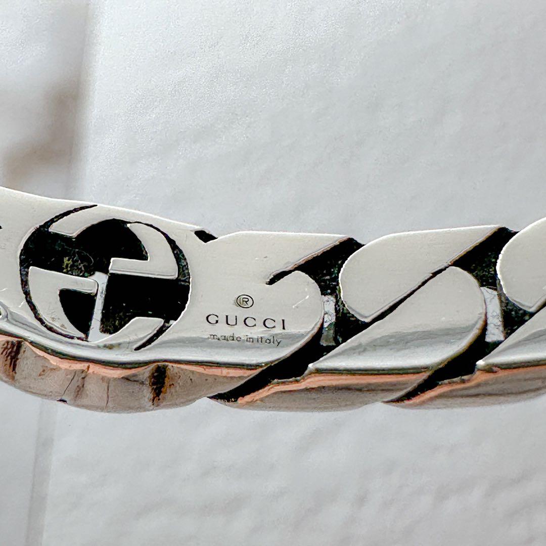 GUCCI　インターロッキング　G　喜平　シルバー　バングル　16表記