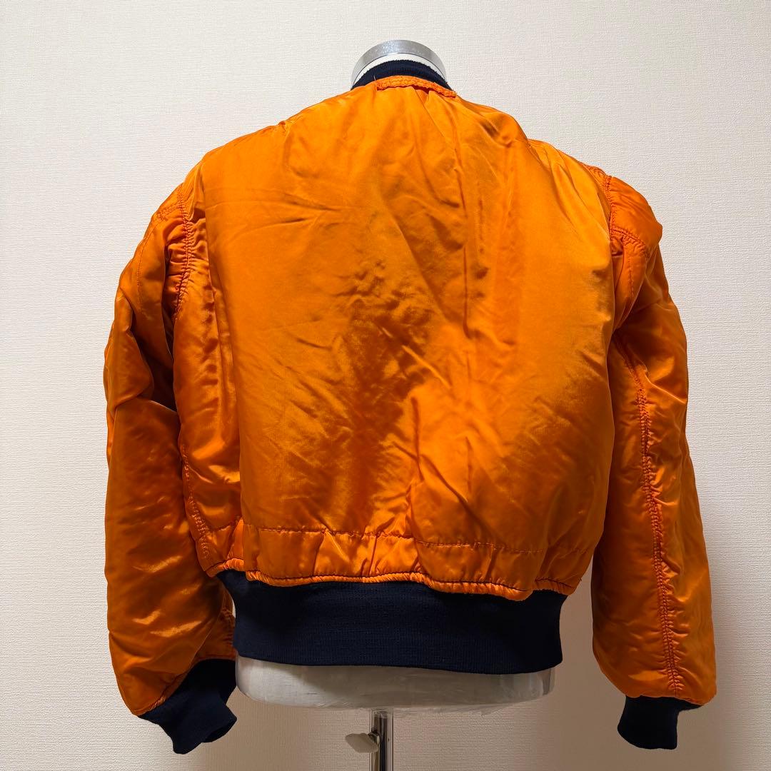 90s アルファ MA-1 リバーシブル ネイビー×オレンジ 短丈 Y2K L