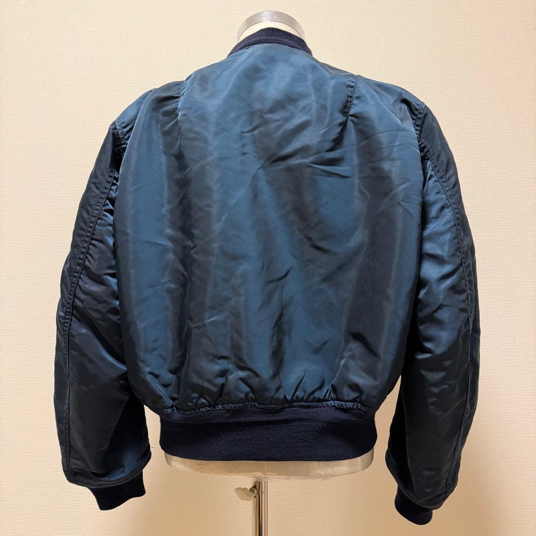 90s アルファ MA-1 リバーシブル ネイビー×オレンジ 短丈 Y2K L