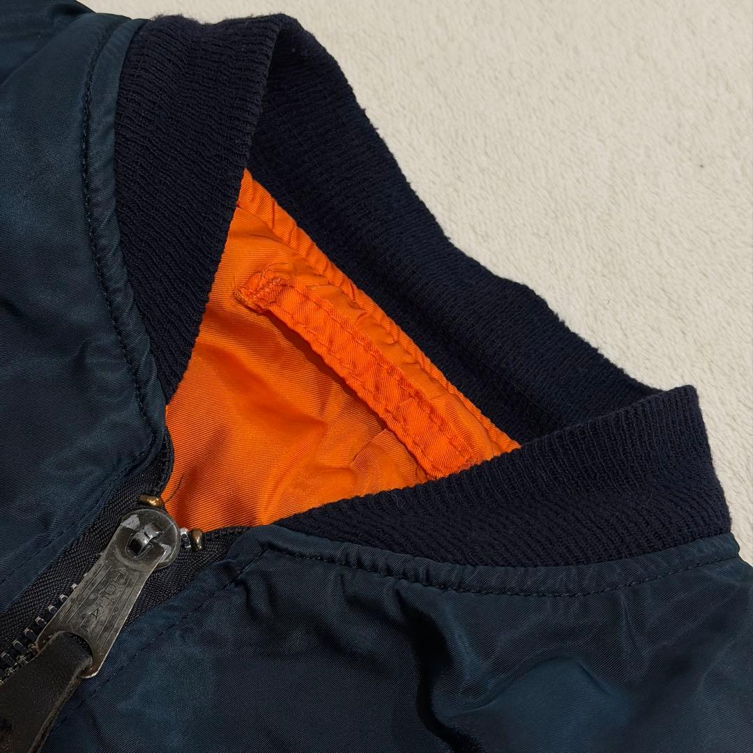 90s アルファ MA-1 リバーシブル ネイビー×オレンジ 短丈 Y2K L