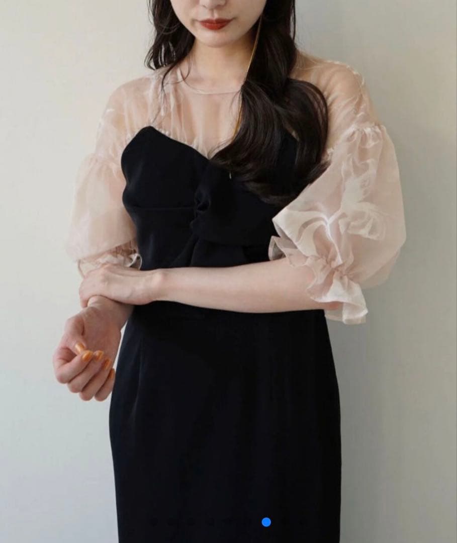 acka sheerpuffdress シアーパフドレス 黒 ブラック