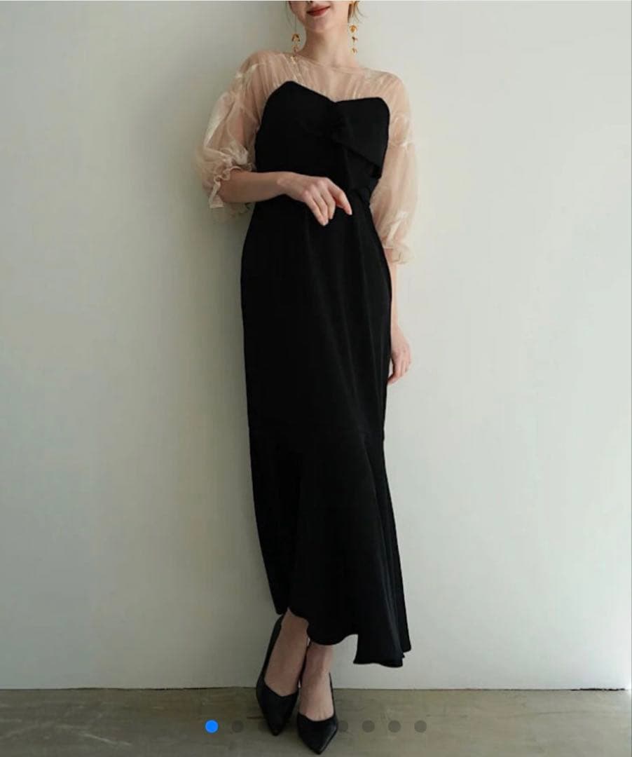 acka sheerpuffdress シアーパフドレス 黒 ブラック