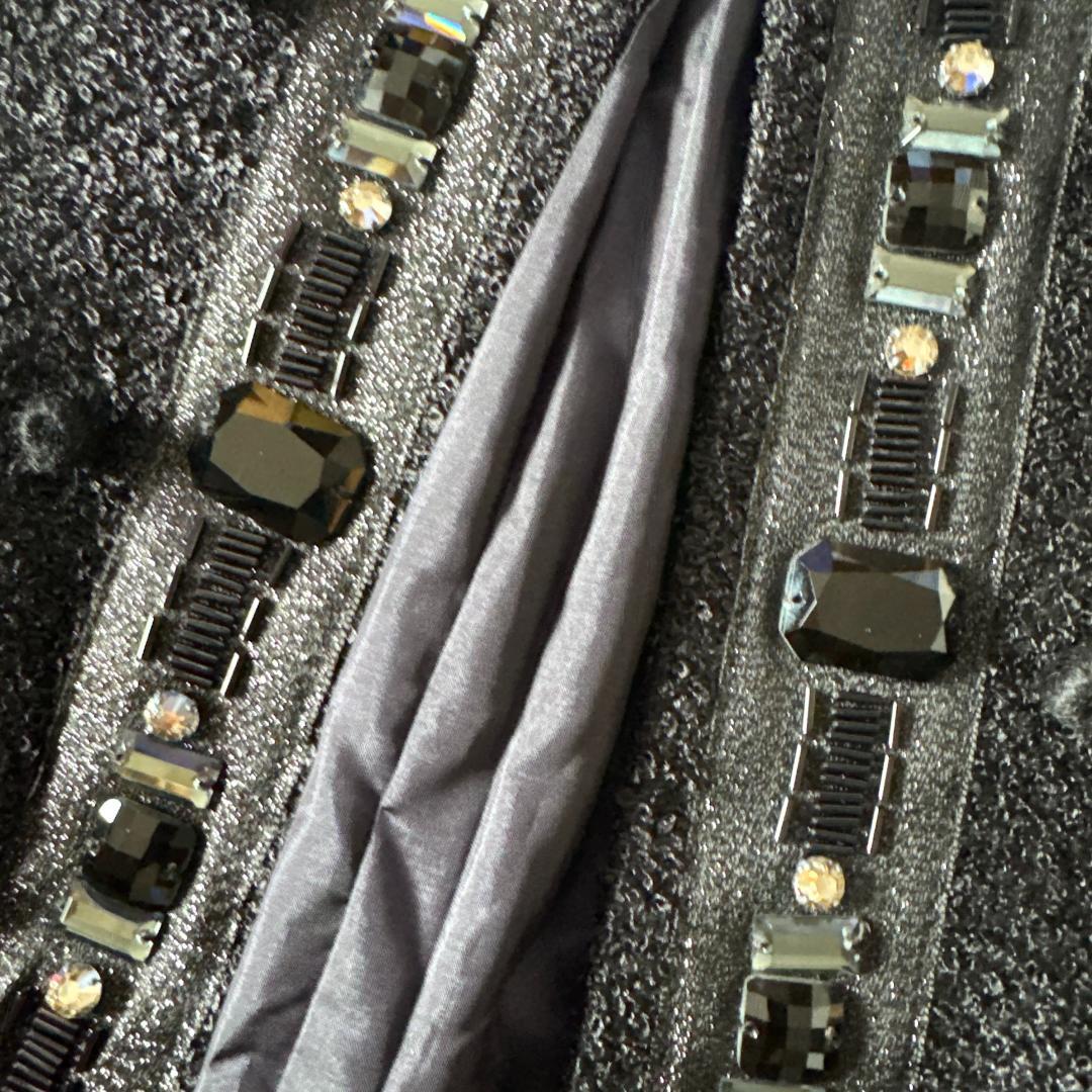 ADORE アドーア ノーカラージャケット ビジュー ツイード 黒　フォーマル