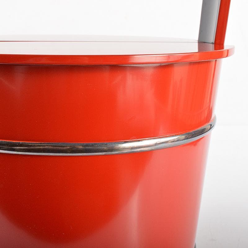 よいこ輪島塗　山崖宗陽作　朱塗　如心斎好　手桶水指　共箱　C　R5630B