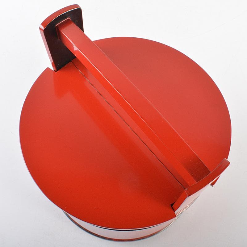 よいこ輪島塗　山崖宗陽作　朱塗　如心斎好　手桶水指　共箱　C　R5630B