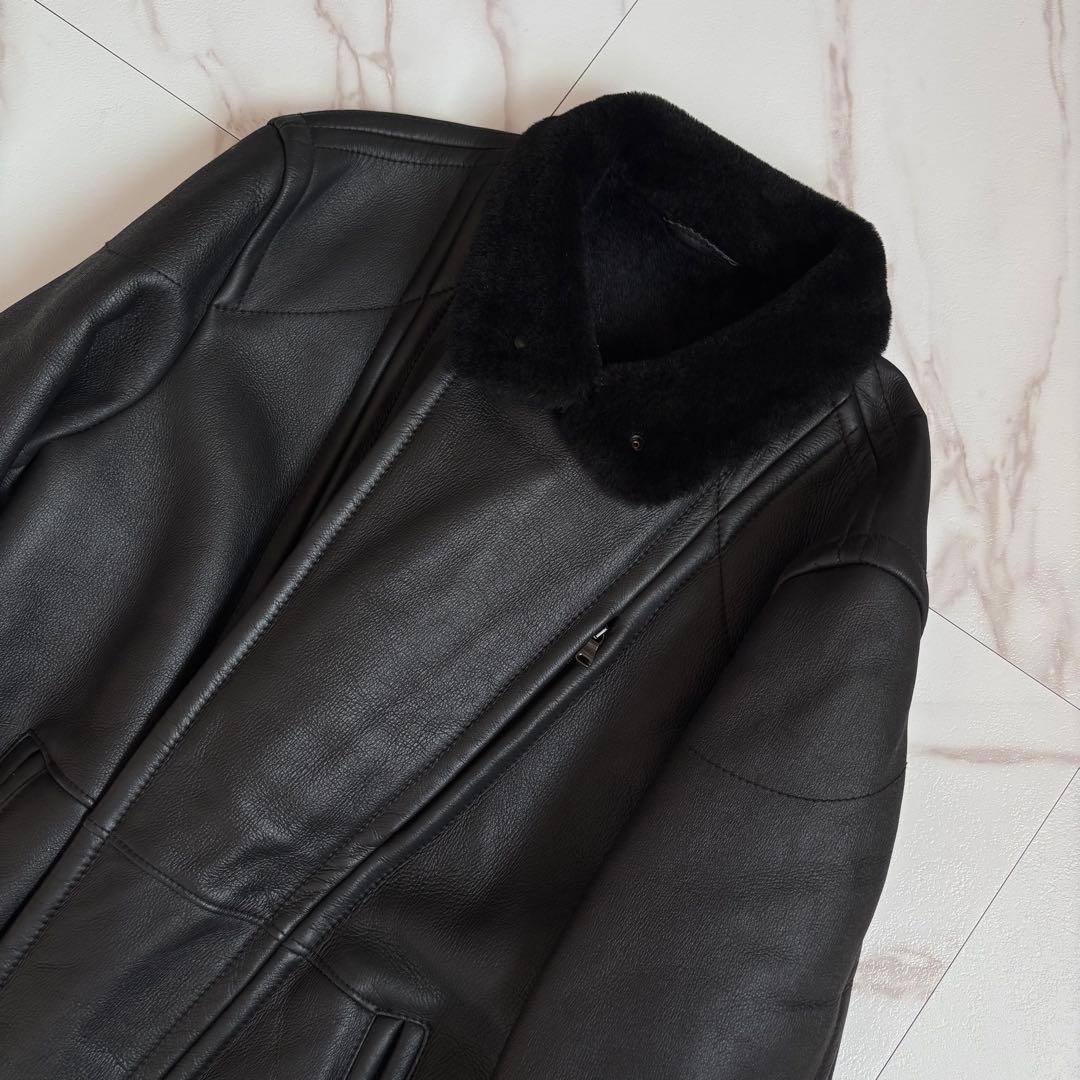激レア◆HUGO BOSS リアルムートン ジャケット 50サイズ 黒