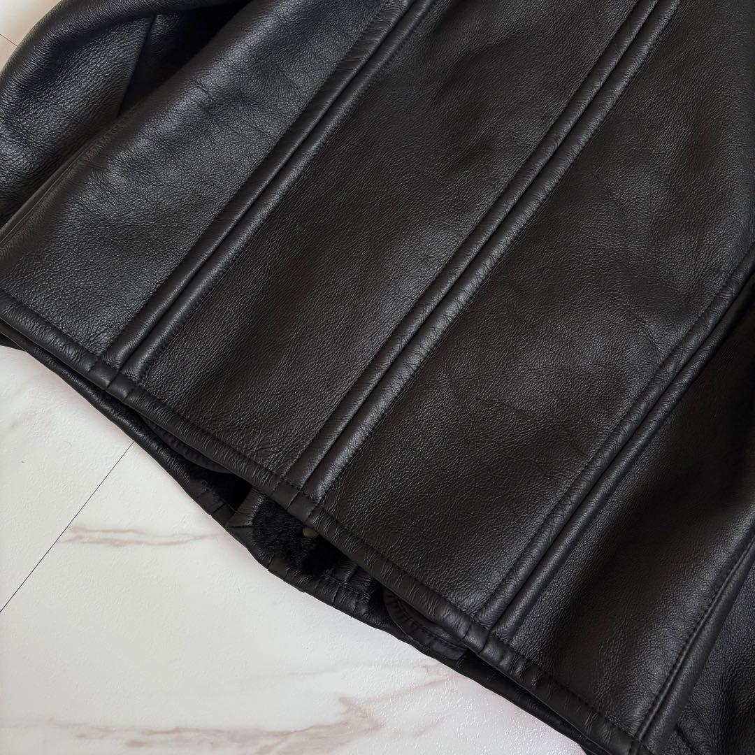 激レア◆HUGO BOSS リアルムートン ジャケット 50サイズ 黒