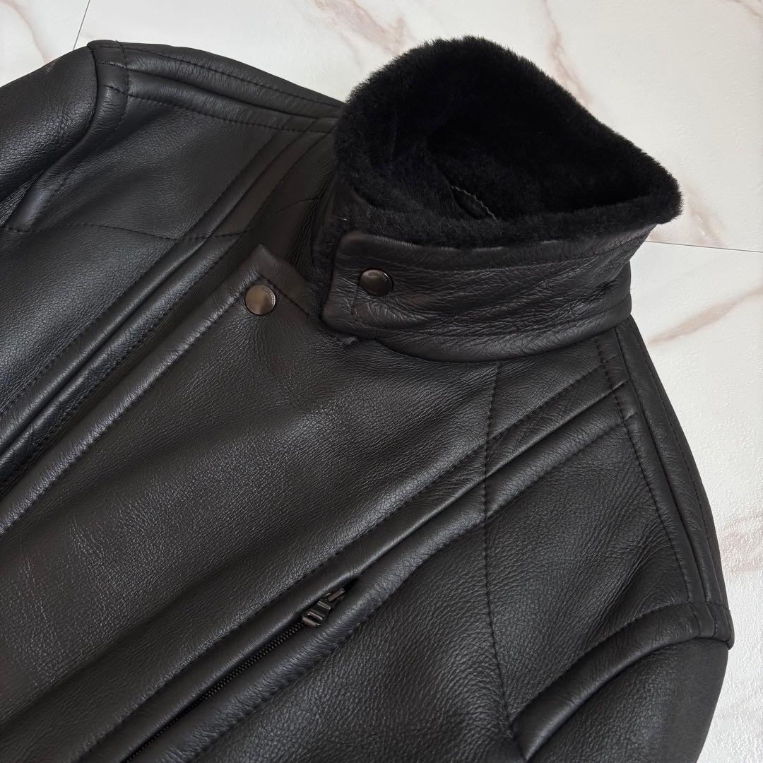 激レア◆HUGO BOSS リアルムートン ジャケット 50サイズ 黒