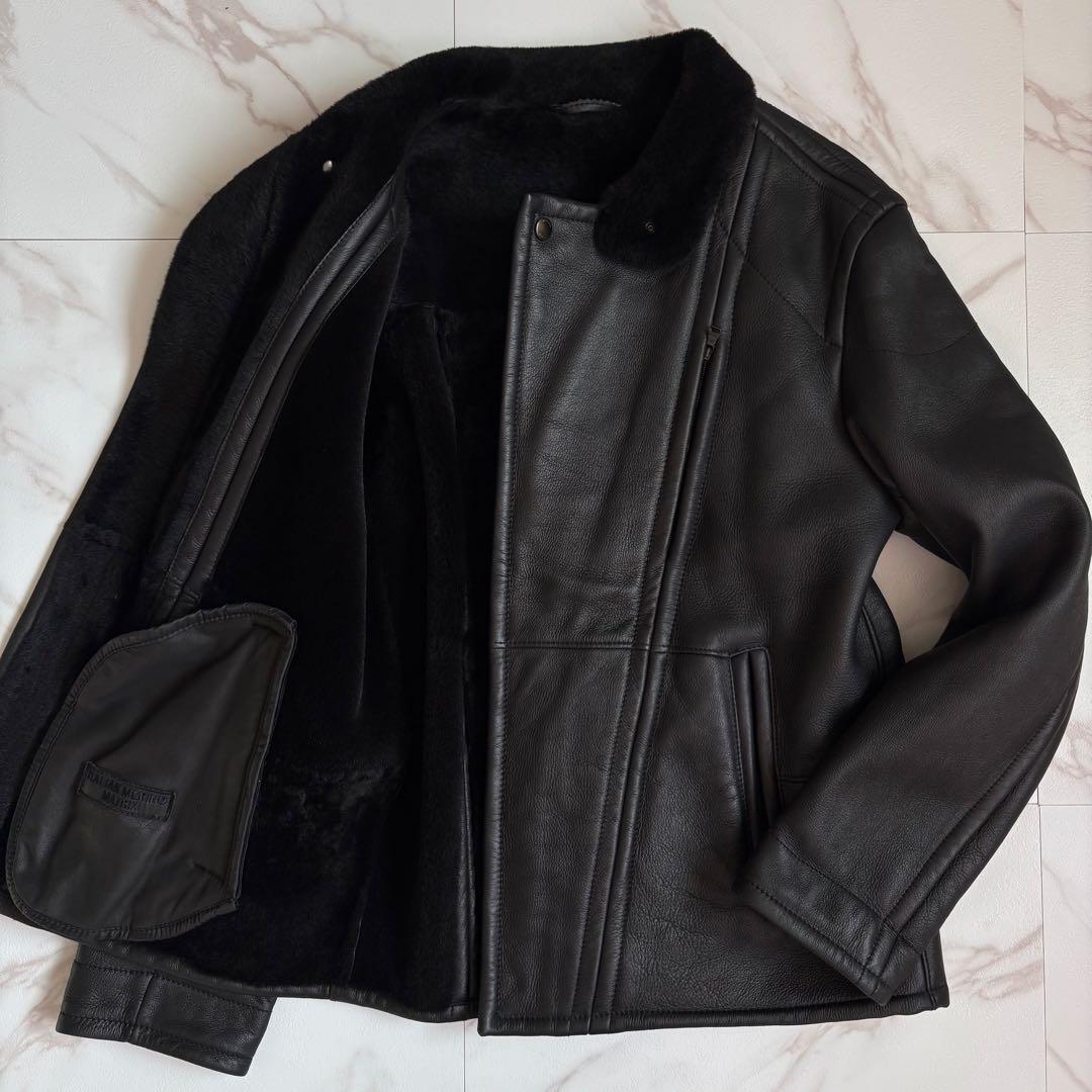 激レア◆HUGO BOSS リアルムートン ジャケット 50サイズ 黒