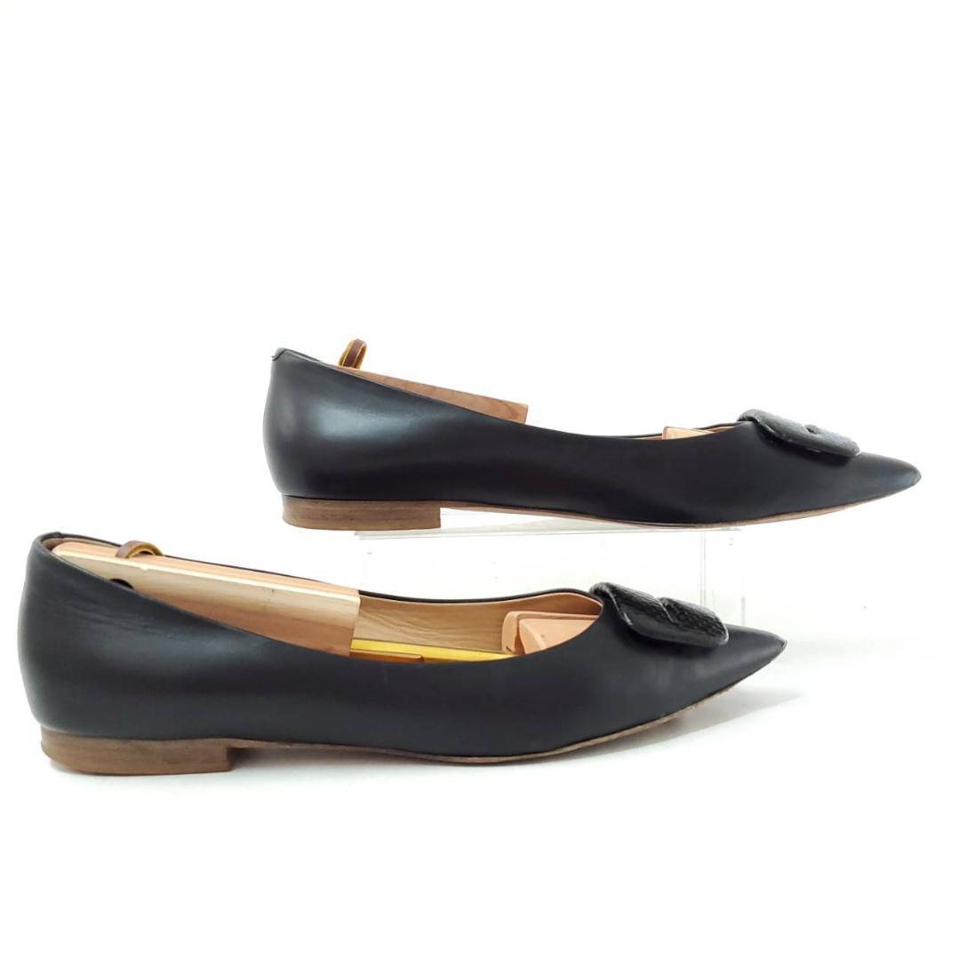 美　ペリーコ　アネッリフィッビア　ポインテッドトゥフラットパンプス　黒　25.5