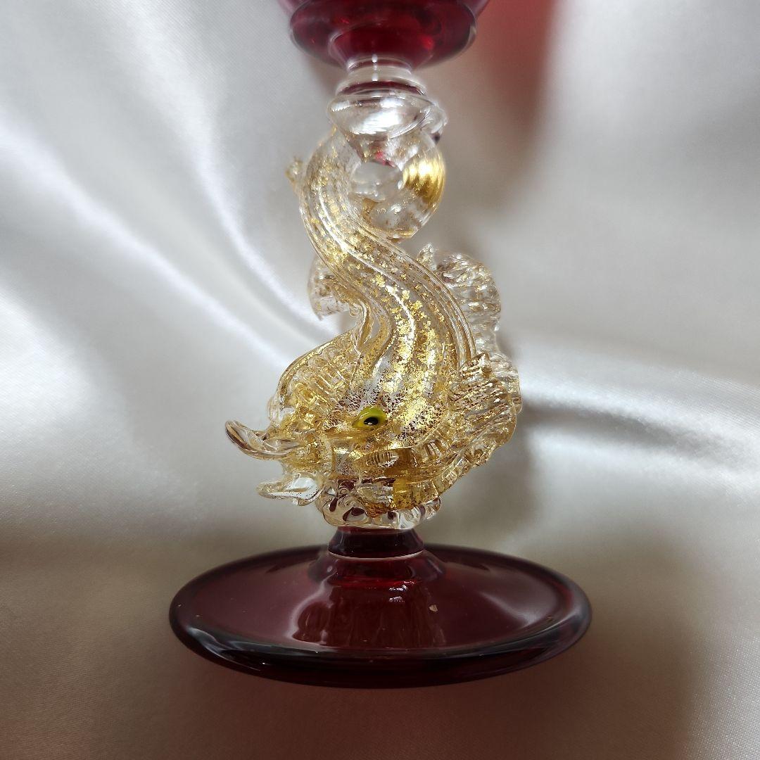 ベネチアンガラス ムラーノグラス イルカ ワイングラス 2点セット