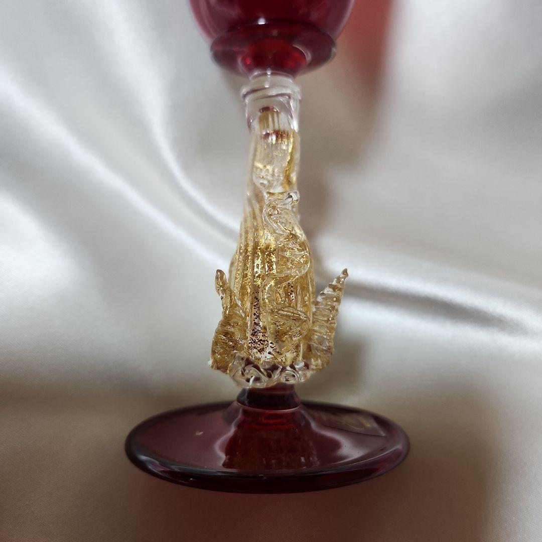 ベネチアンガラス ムラーノグラス イルカ ワイングラス 2点セット