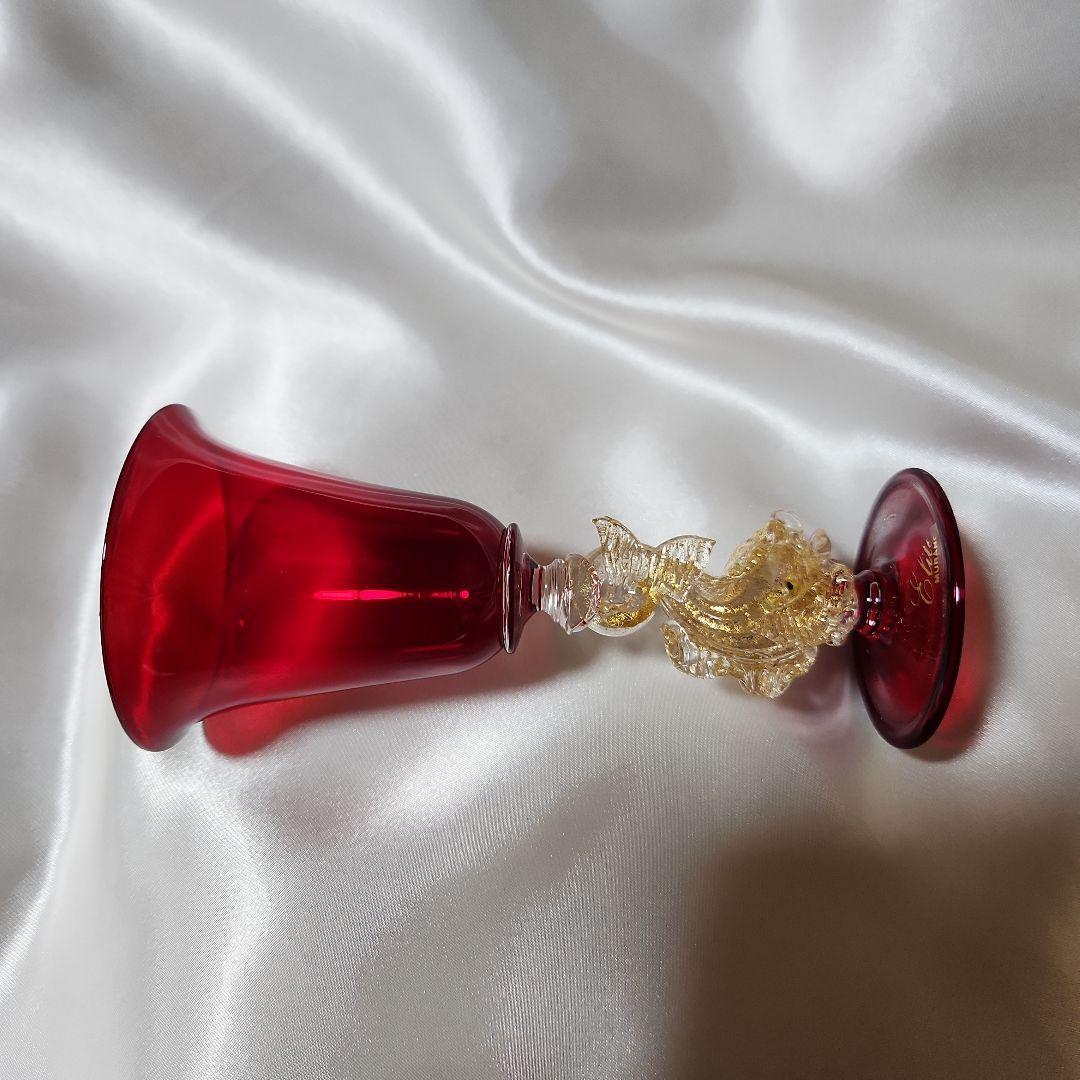 ベネチアンガラス ムラーノグラス イルカ ワイングラス 2点セット