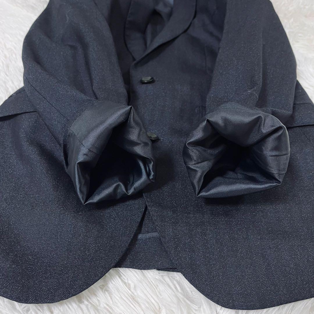 【美品】スーツセレクト 3ピース セットアップ Y4 濃紺 ヘリンボーン柄
