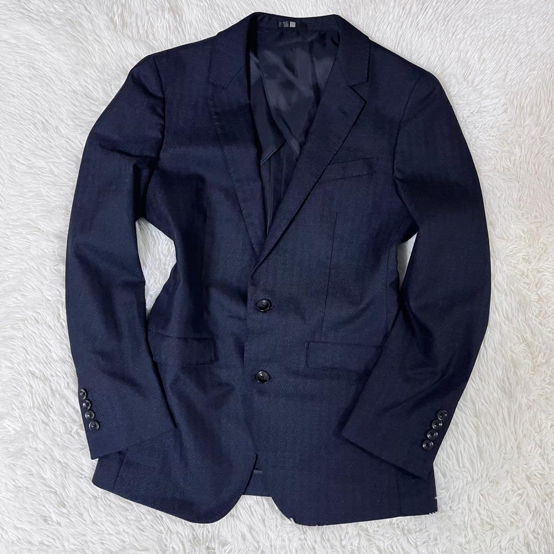 【美品】スーツセレクト 3ピース セットアップ Y4 濃紺 ヘリンボーン柄