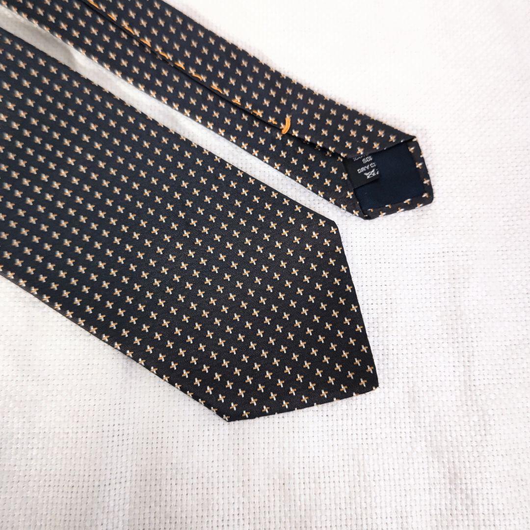 タイユアタイTIE YOUR TIE小紋柄シルク9cm幅ビジネスネクタイ茶