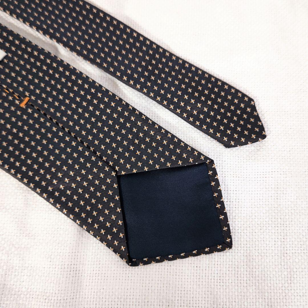 タイユアタイTIE YOUR TIE小紋柄シルク9cm幅ビジネスネクタイ茶