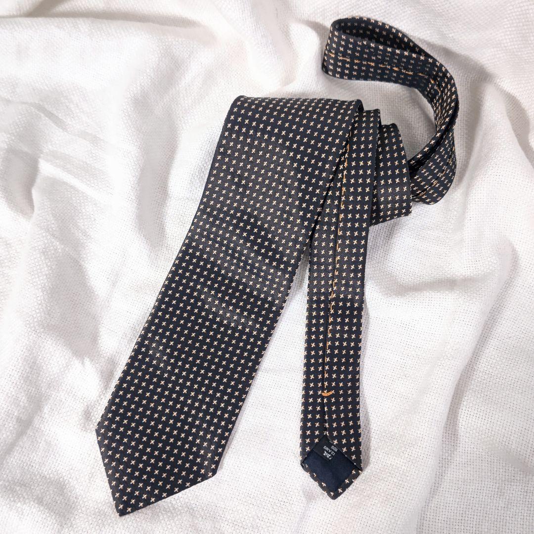 タイユアタイTIE YOUR TIE小紋柄シルク9cm幅ビジネスネクタイ茶