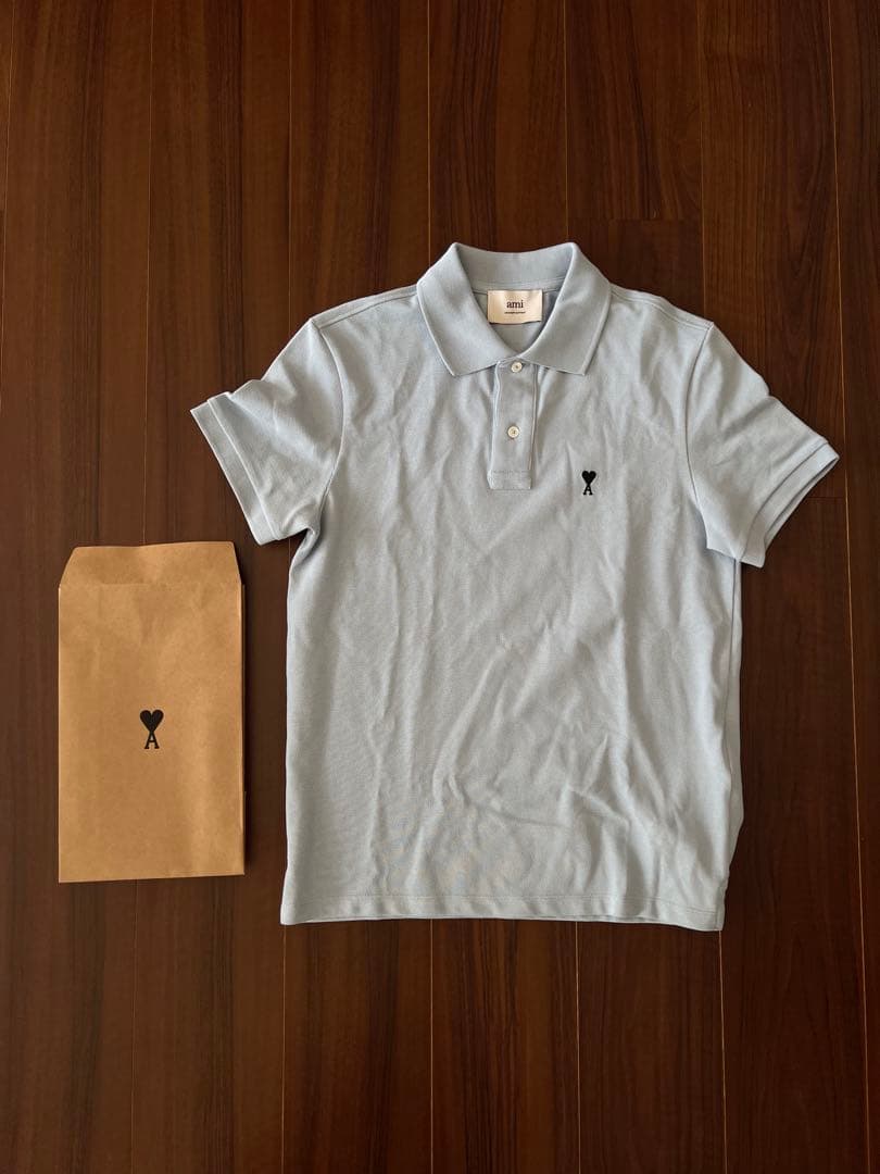 新品タグ付き　AMI Paris アミパリス ポロ　ライトブルー　Sサイズ　半袖