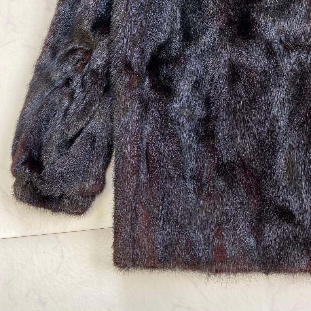 美品★SAGA MINK 金サガ ノーカラーコート リアルファー 15