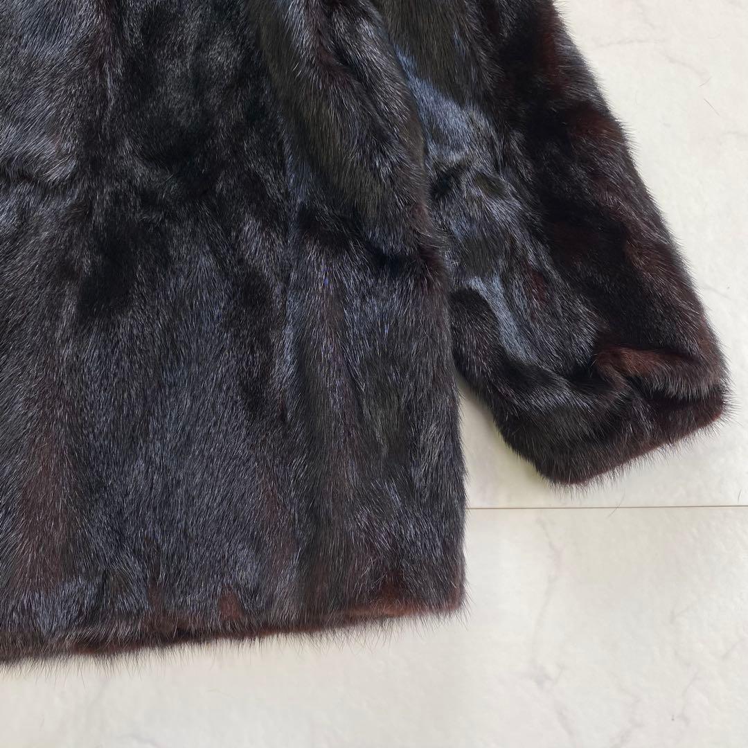 美品★SAGA MINK 金サガ ノーカラーコート リアルファー 15