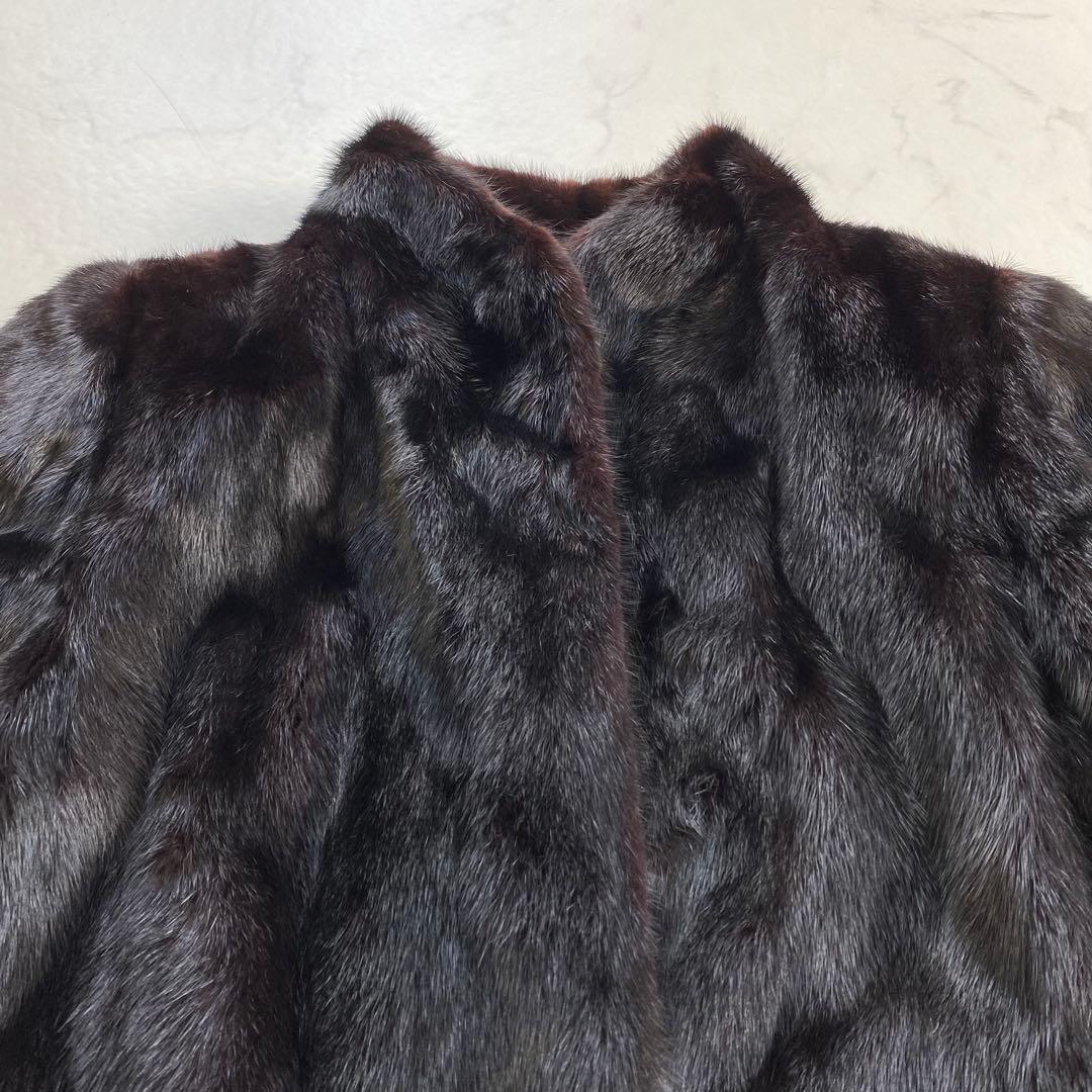 美品★SAGA MINK 金サガ ノーカラーコート リアルファー 15