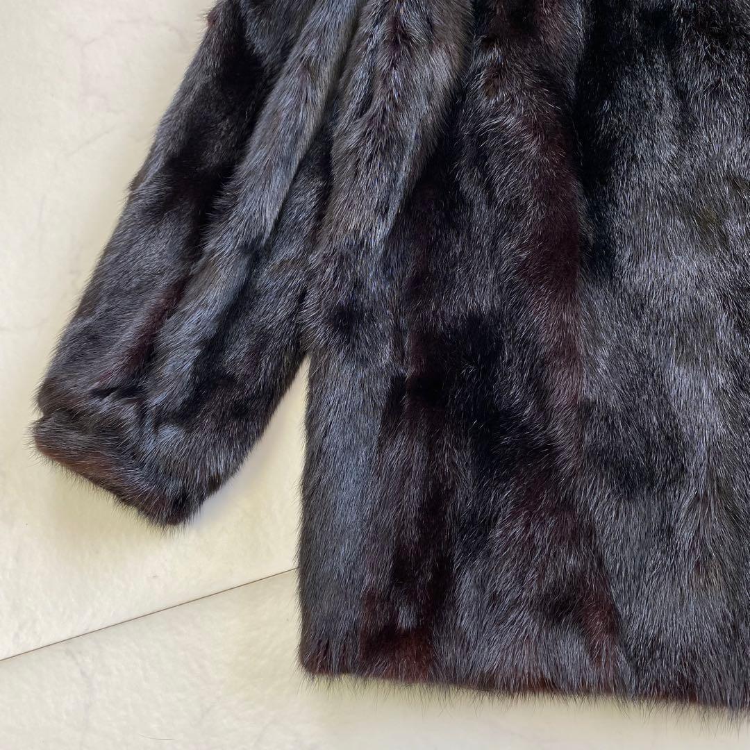 美品★SAGA MINK 金サガ ノーカラーコート リアルファー 15