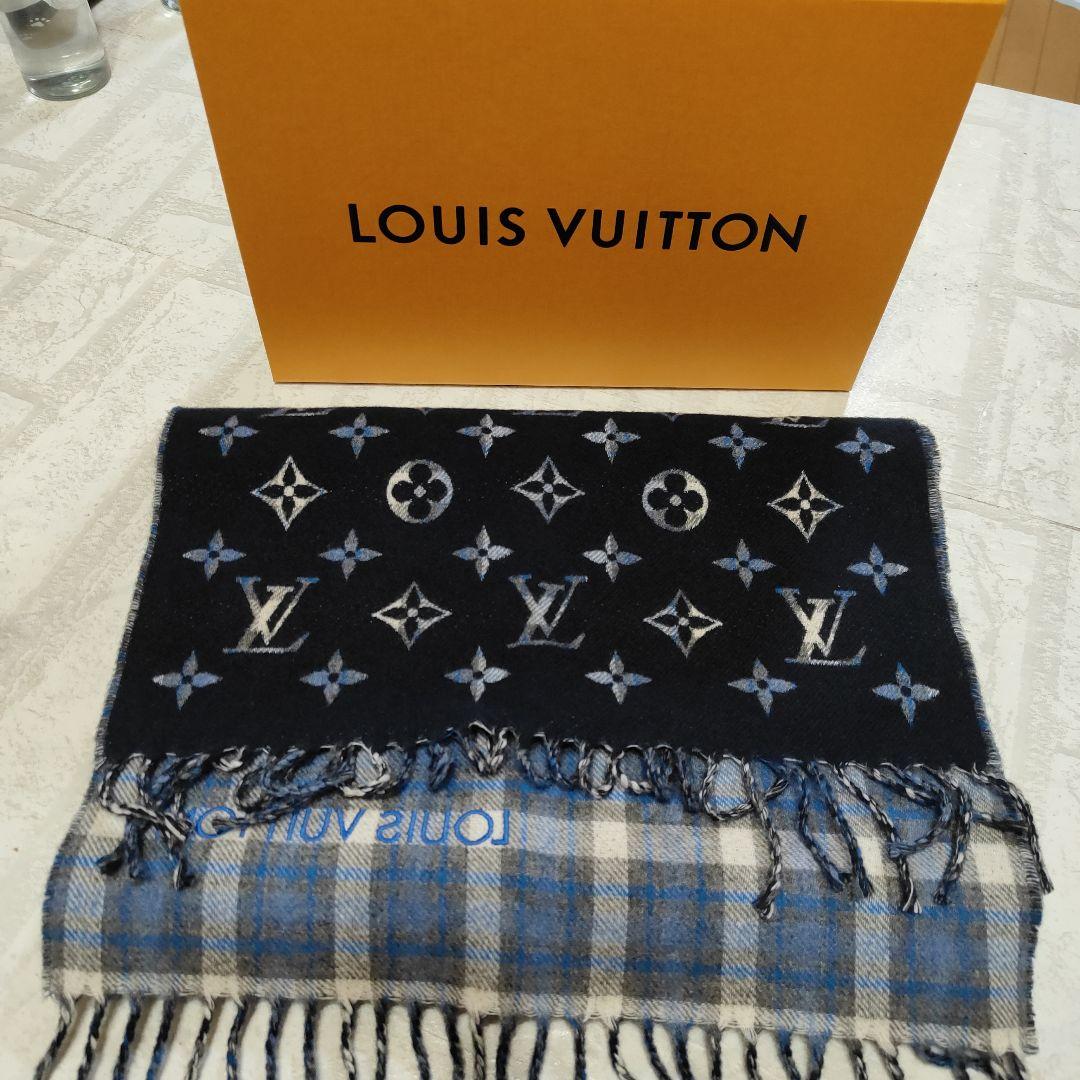 LOUIS VUITTON マフラー ネイビー チェック柄