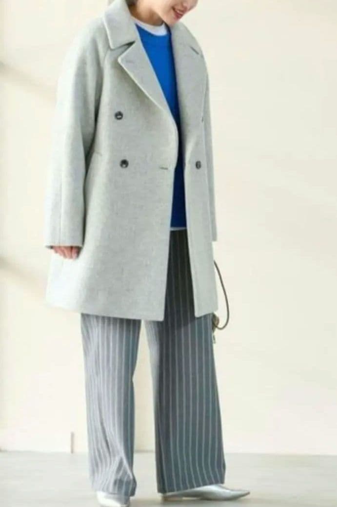 [美品]グリーンレーベルダブルテーラードコート　SPINT　ライトグレー