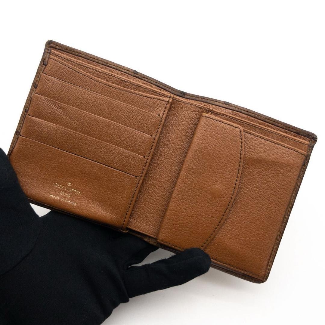 激レア【極美品】ルイヴィトン　オーストリッチ　二つ折り財布　茶色