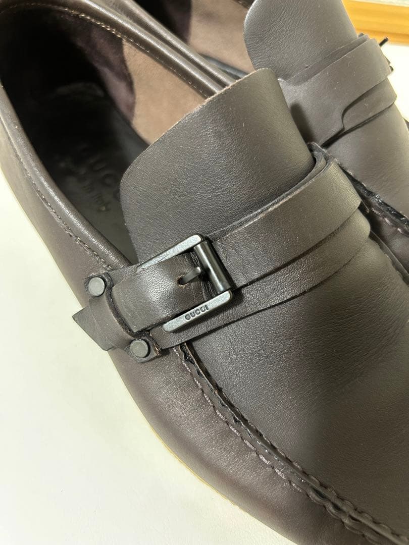 GUCCI ラバーソール　ストラップ　レザー　ドライビングシューズ