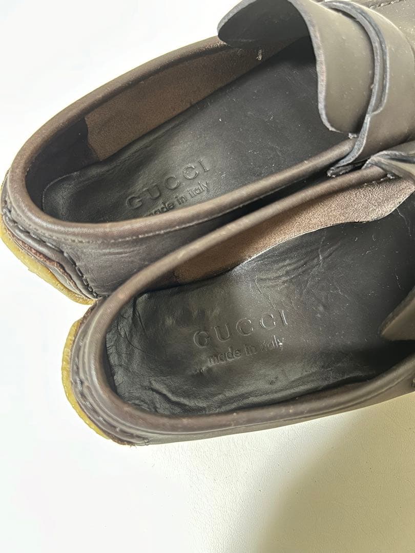 GUCCI ラバーソール　ストラップ　レザー　ドライビングシューズ
