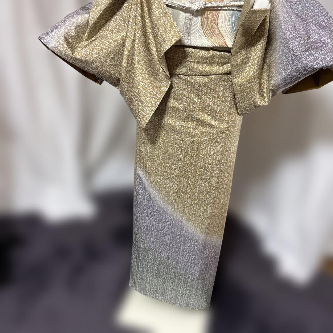 未使用近い　美品　袷　正絹　本場大島紬　フルセット　西陣綴れ織り袋帯