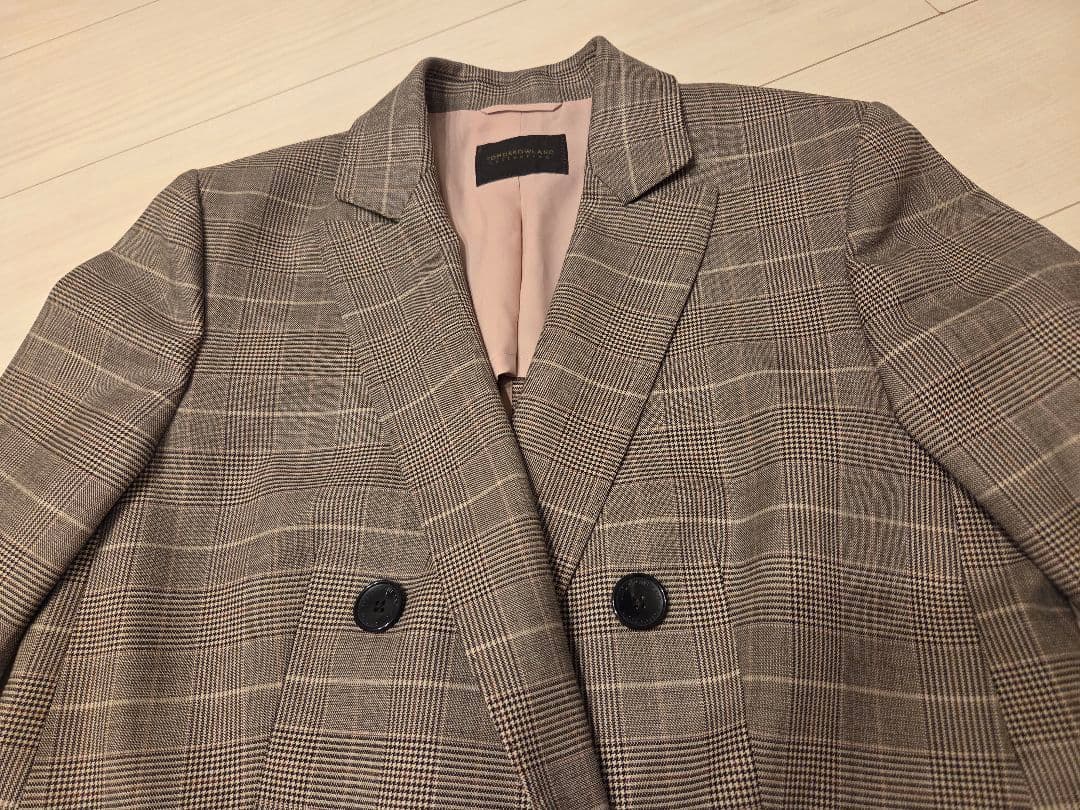 【美品】TOMORROWLAND グレンチェック ダブルブレストジャケット 36