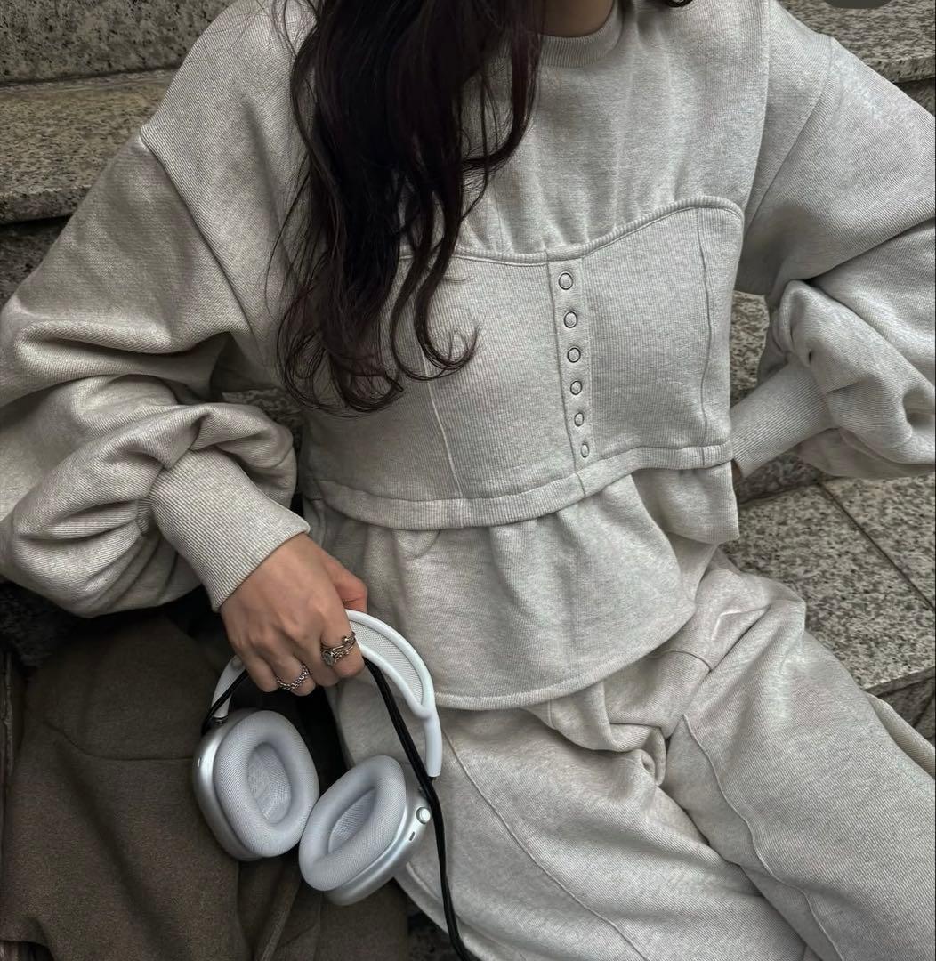 volume sleeve bustier docking sweat グレー