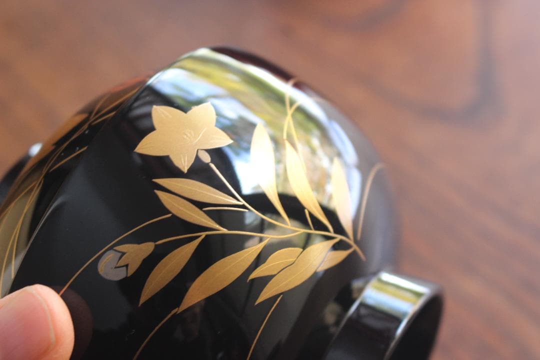 デッドストック！極上秋草蒔絵の美しい夫婦椀（検輪島塗蒔絵椀雑煮椀