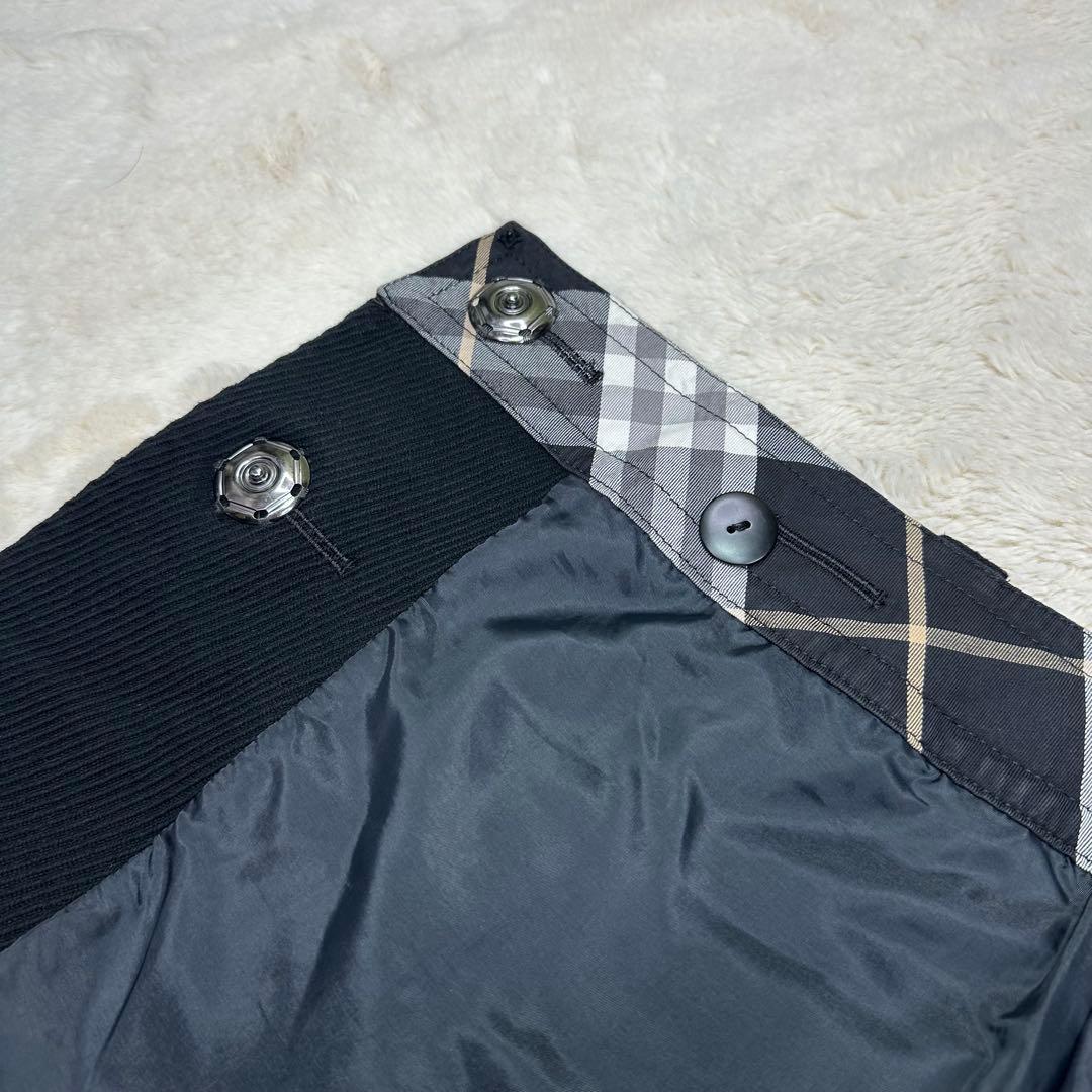 ✨美品✨バーバリーブルーレーベル ラップスカート 黒 ノバチェック ホース刺繍